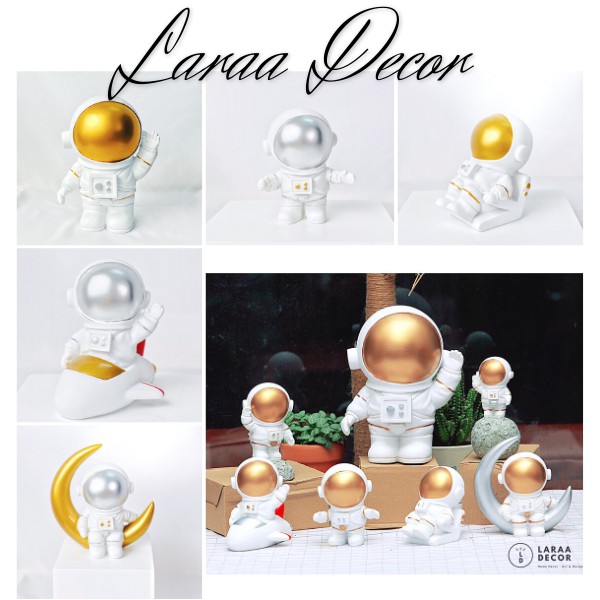 Tượng Phi hành gia Laraa Decor - Chất liệu Resin, Màu sắc như hình, đủ kích thước từ 6 - 19cm - Tượng trang trí
