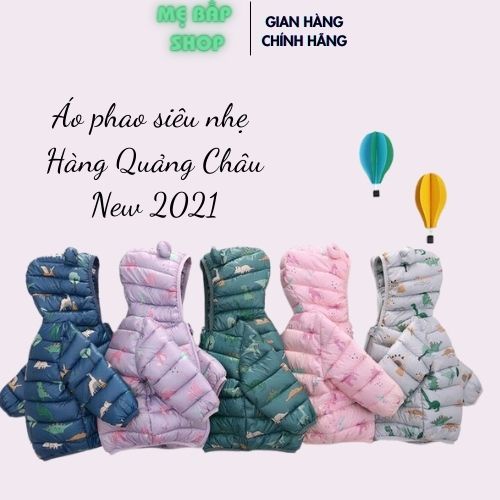 Áo khoác trẻ em, áo phao cho bé siêu nhẹ mũ tai gấu dễ thương cho bé trai và bé gái Mẹ Bắp Shop size từ 8-20kg