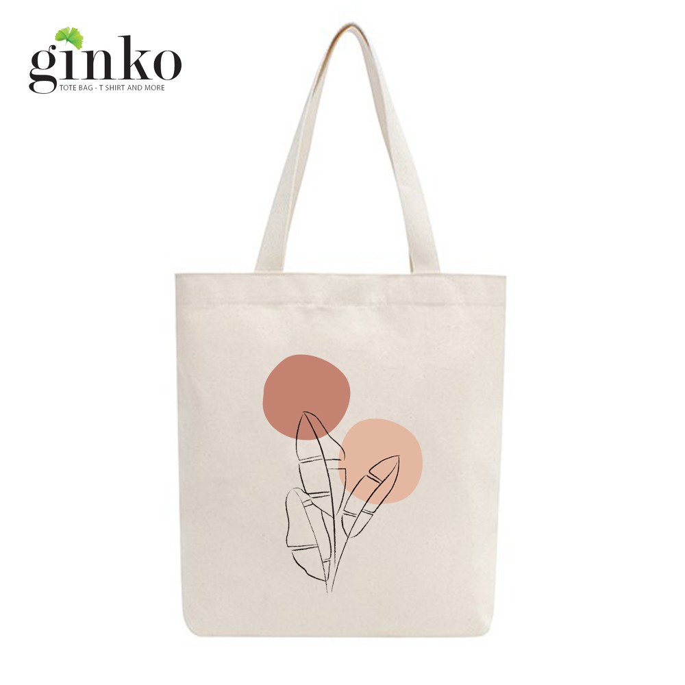 Túi Tote Vải Mộc GINKO Dây Kéo In Hình Minimalism Art M13