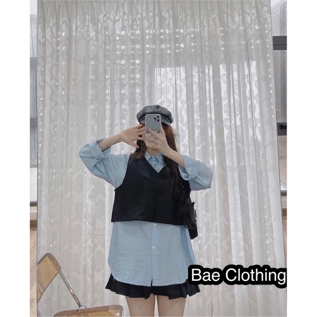 Set Áo GHILE gồm áo sơmi tay dài và ghile ngoài thiết kế form rộng style hàn xẻng dễ mix đồ hàng nhập quảng châu