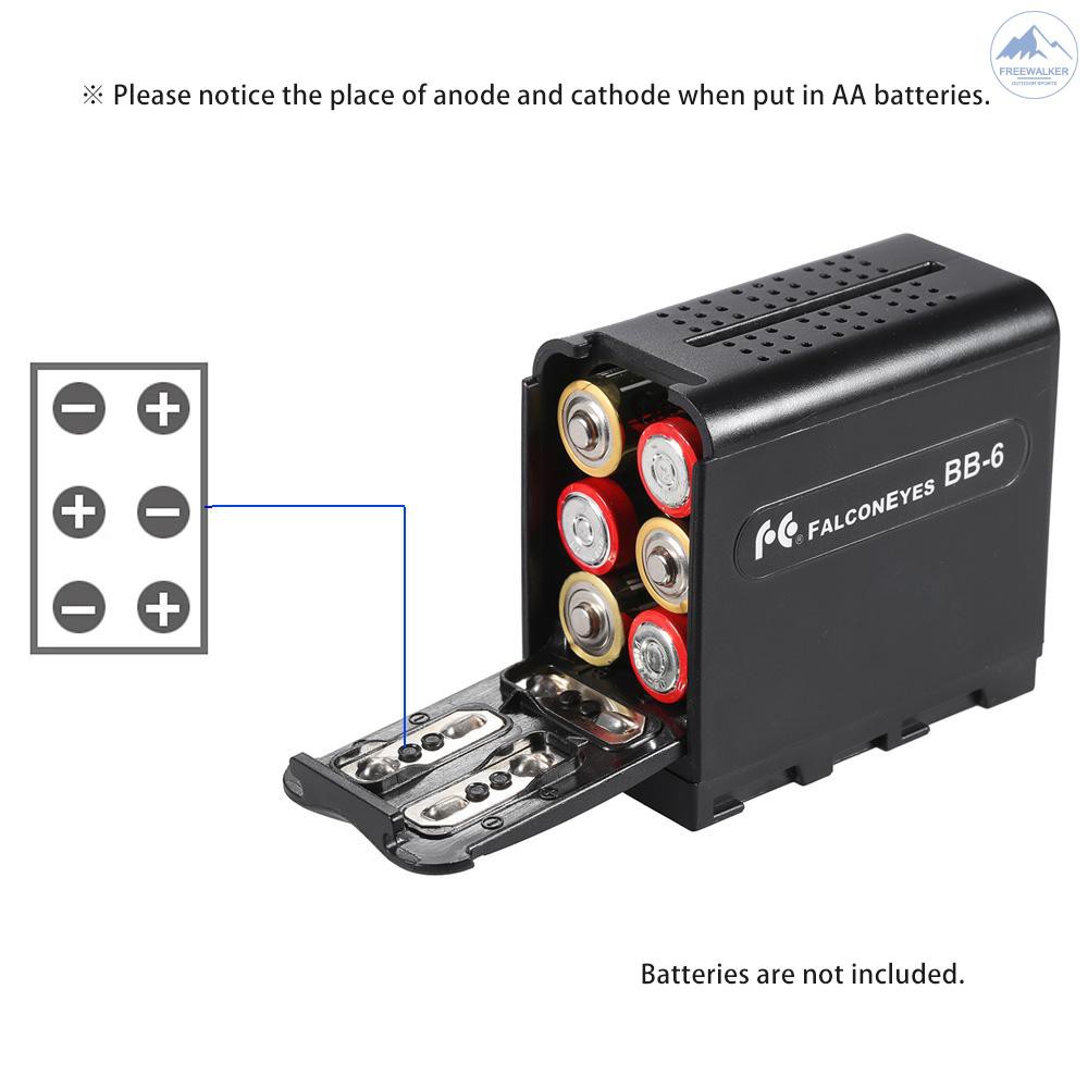 Hộp đựng pin BB-6 AA 6 ngăn bảo vệ nguồn điện NP-F cho bảng điều khiển ánh sáng video/màn hình