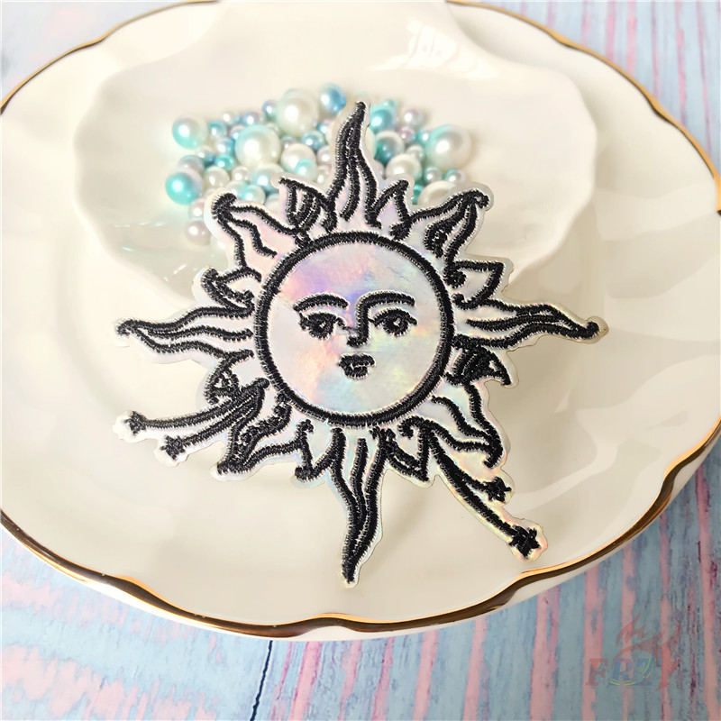 1 Miếng Dán Ủi Quần Áo Hình Côn Trùng Và Mặt Trời Màu Holographic