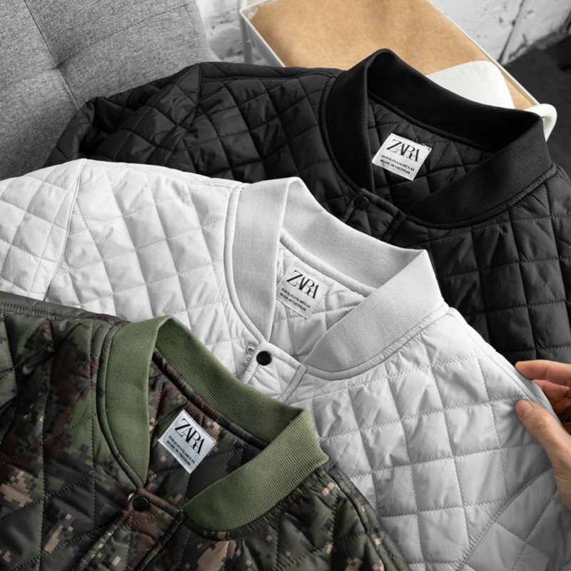 Áo khoác Bomber Jacket ZR man trần trám siêu đẹp khoá cúc bấm VNXK