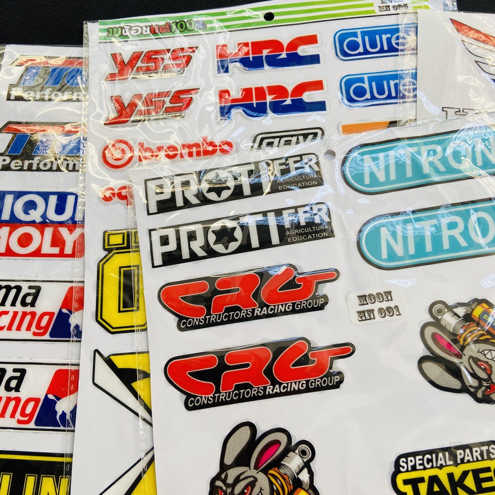 [CỰC RẺ] TẤM TEM DẬP NỔI NHIỀU LOGO CÁC HÃNG XE MẪU MATRIX, UMA RACING, OHLINS TRANG TRÍ XE SIÊU CHẤT