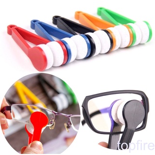 TO-Two-side Glasses Brush Microfiber Spectacles Cleaner Glasses Cleaning Rub Cleaner Color Random