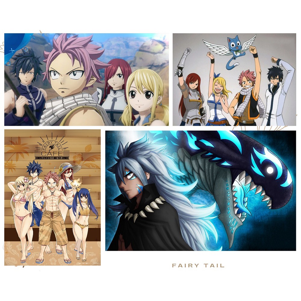 Postcard Fairy Tail có dán sticker in hình anime - Quà Tặng