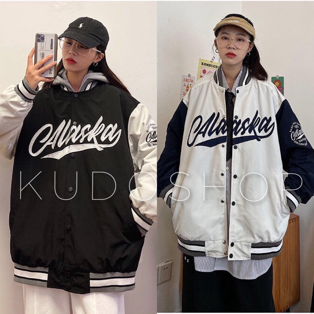 Áo khoác bomber form rộng hàn quốc họa tiết chữ MASKA/ Áo khoác mùa động dáng thụng tay bồng ulzzang