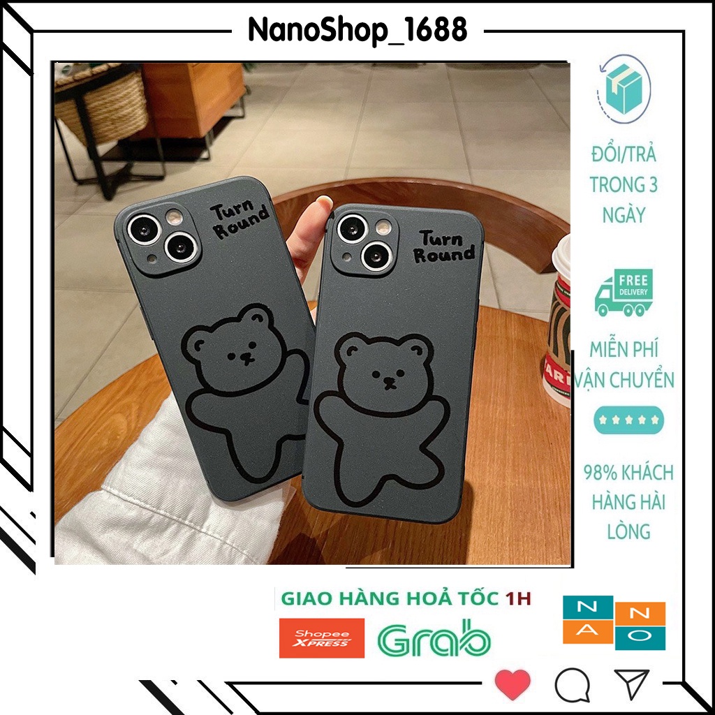 Ốp Iphone Dẻo Cạnh Vuông In Hình Gấu Nhám 7,8Plus,x,xs,xsmax,11,11promax,12,12promax,13,13promax