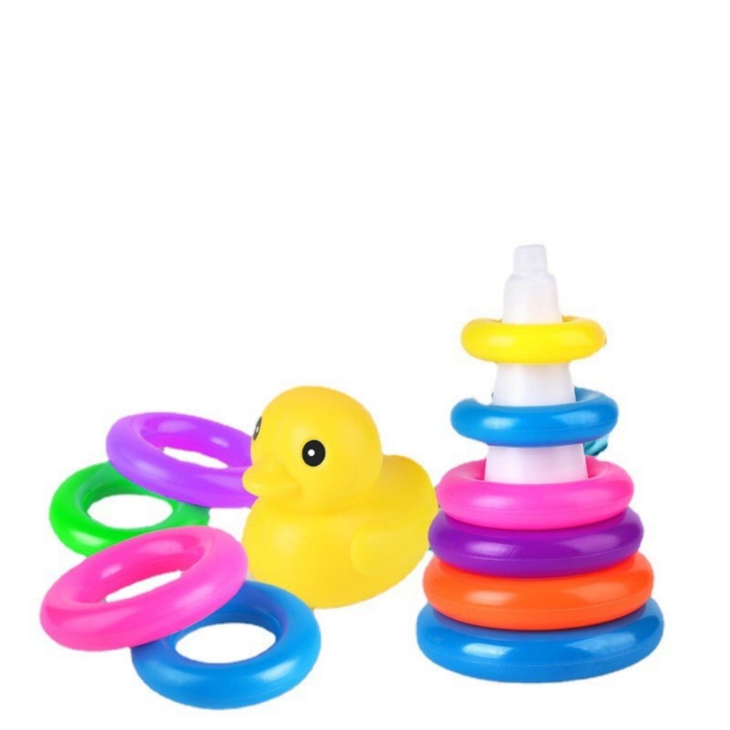Đồ Chơi Tháp Xếp Chồng Vịt Size To - Tháp Xếp 9 Vòng Tròn Cầu Vồng Giúp Bé Phát Triển Tư Duy - Shop Bố Mốc