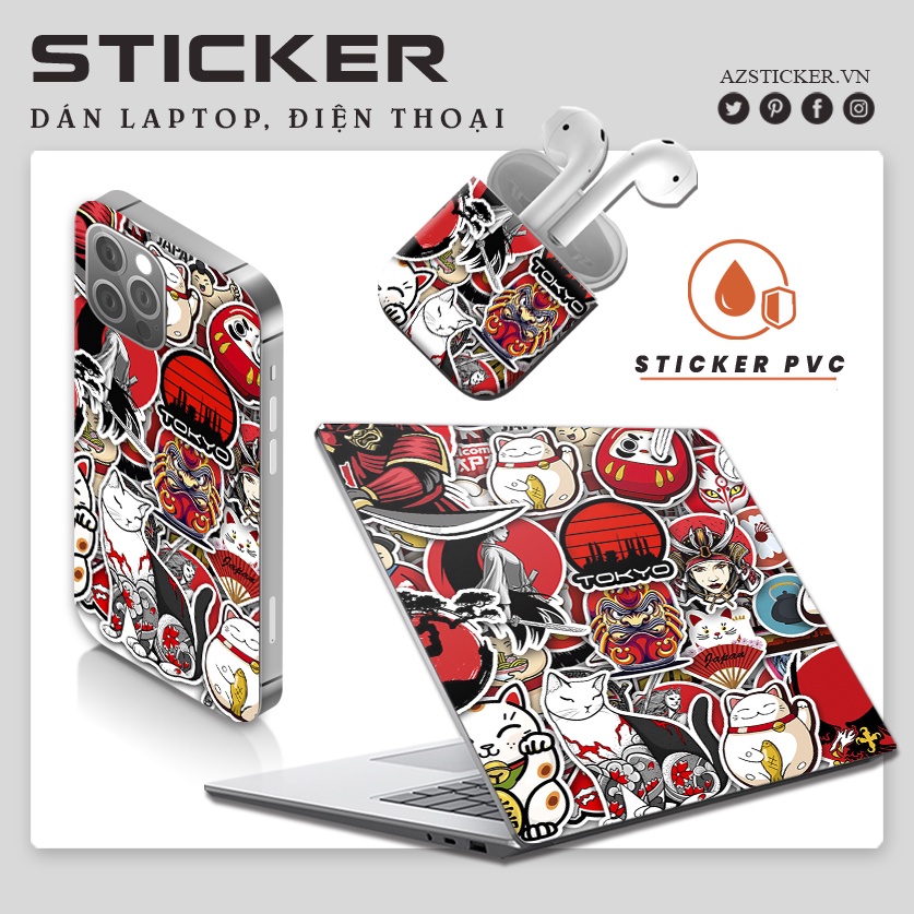 Sticker Japan Nhật Bản | sticker dán mũ bảo hiểm chống nước cắt sẵn dễ dàng sử dụng STK102-50