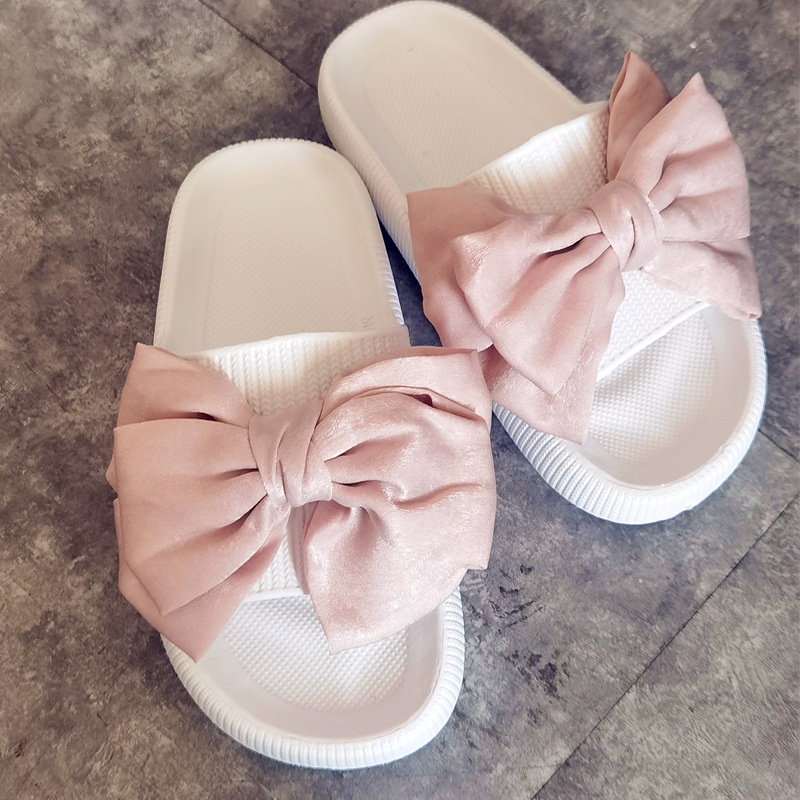 Dép Bánh Mì Nữ Đế Dày Trong Nhà Cute Phối Nơ Cao Su Xịn Chống Trơn Trượt Đi Chơi Dạo Biển Ullzang