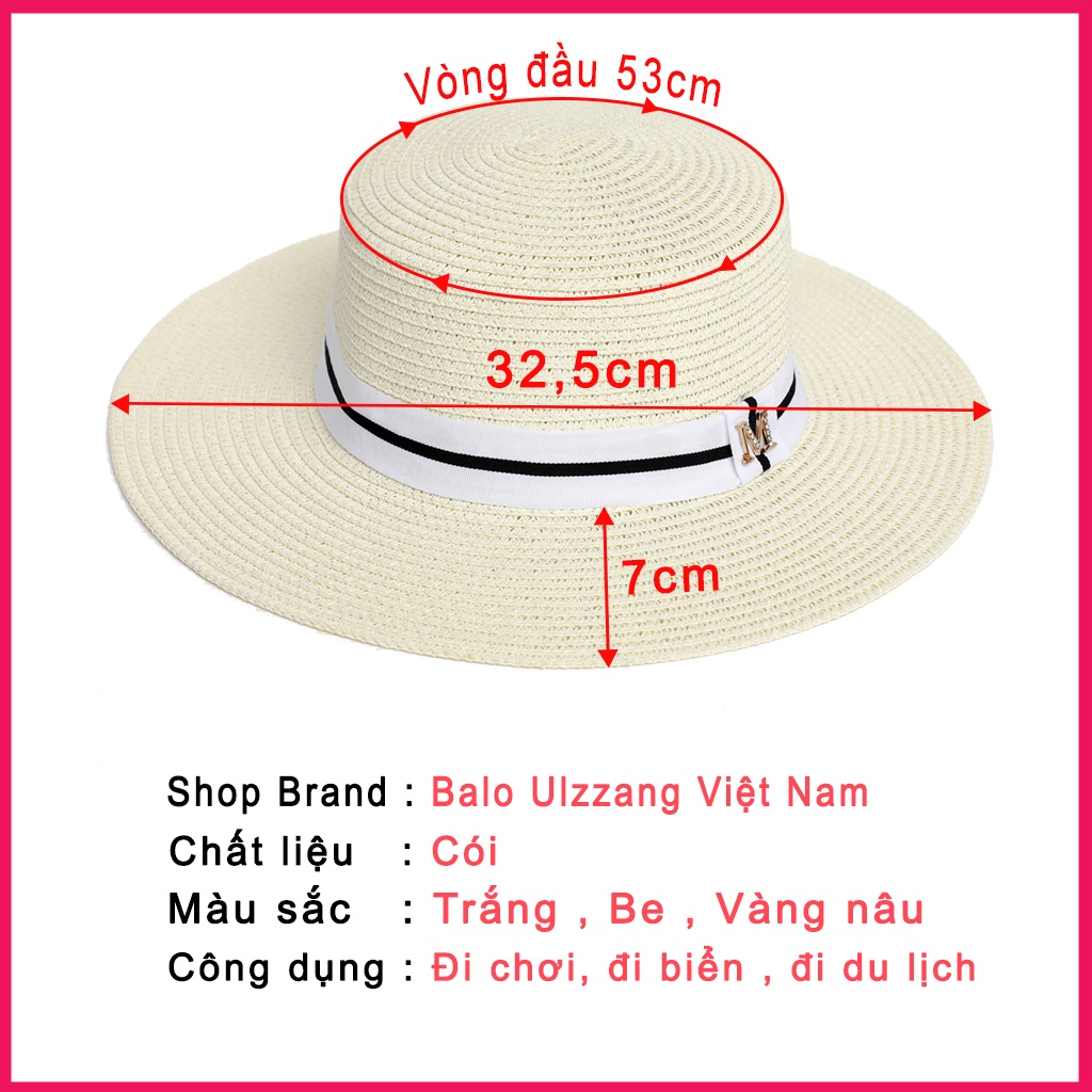 Mũ cói đi biển nữ vành rộng chống nắng, nón cói nơ xinh thời trang Hàn Quốc rẻ đẹp_MC3