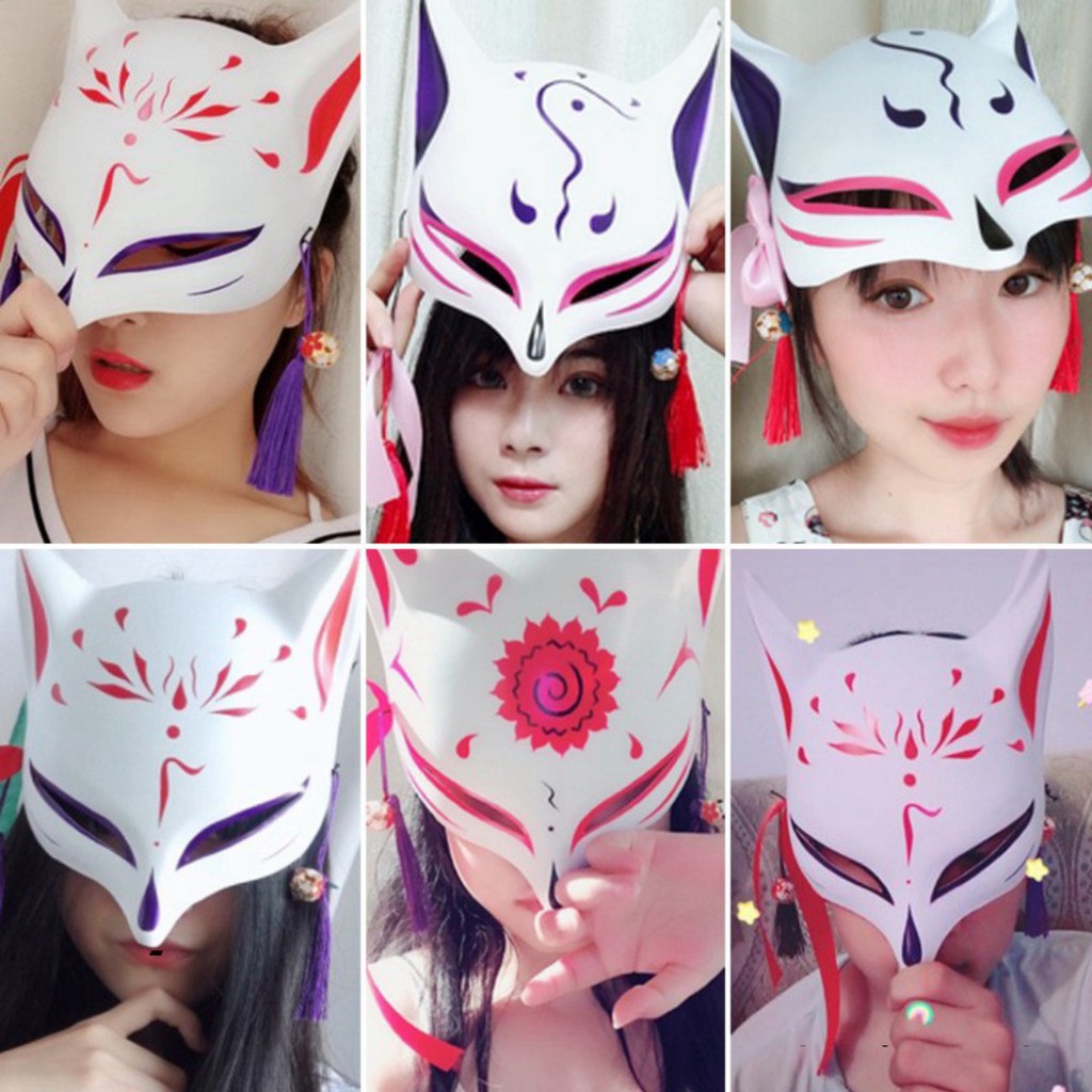 💥HÀNG CÓ SẴN💥 Mặt Nạ 6 kiểu Hóa Trang Nửa Mặt Hình Cáo Vẽ Tay Mặt Nạ mẫu Hồ Ly Tinh Cáo Phối Tua Rua  💥 001575