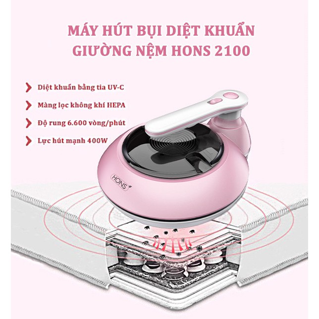 MÁY HÚT BỤI GA GIƯỜNG THƯƠNG HIỆU HONS2100 Có giây và Không dây