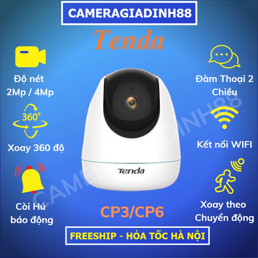 Camera Wifi Trong Nhà Tenda CP3 / CP6 Độ phân giải 1080P/2K xoay 360° - Hãng phân phối chính thức