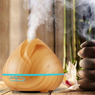 MÁY KHUẾCH TÁN TINH DẦU BÚP SEN VÂN GỖ VÀNG 550ML Kèm Điều Khiển