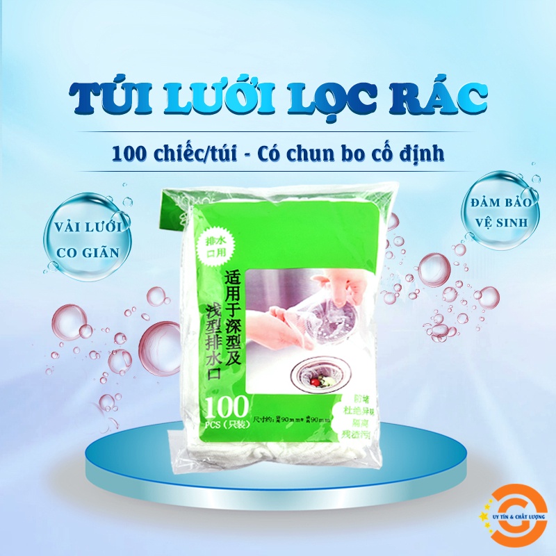 [SET 100 CHIẾC] Túi lưới lọc rác cho bồn rửa chén/bát chống tắc nghẽn thiết kế có chun co giãn