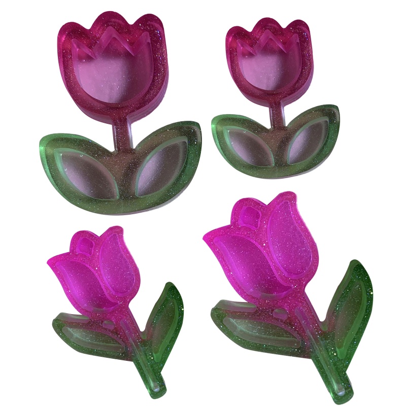 Sa Khuôn Silicon Làm Móc Khóa Hình Hoa Tulip Sáng Bóng DIY
