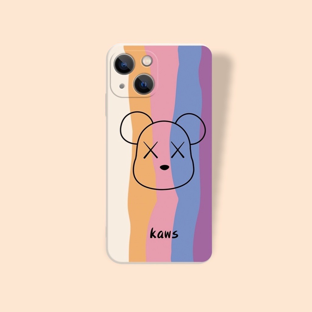 Ốp lưng iphone hình gấu kaws may mắn dẻo cạnh vuông bảo vệ camera  7plus/8plus/x/xs/xsmax/11/12/13/pro/promax