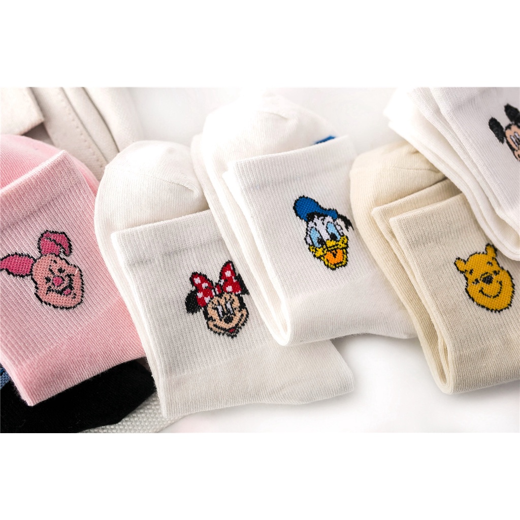 Disney Đôi TẤT Vớ Nữ Cotton Họa Tiết Chuột Mickey Vịt Hoạt Hình Dễ Thương