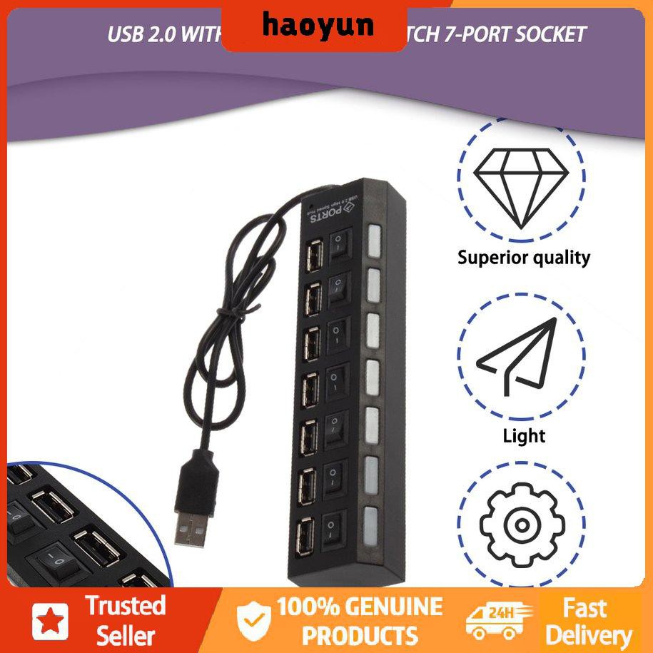 Hub Chia 7 Cổng Usb 2.0 Tốc Độ Cao Màu Đen Di Động Cho Laptop Pc