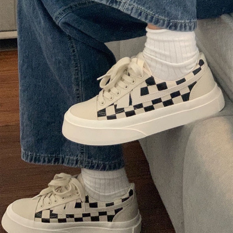 Giày thể thao ulzzang buộc dây sọc caro