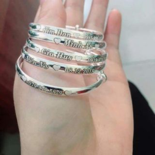 Lắc bạc ta kiểu trơn khắc tên cho bé