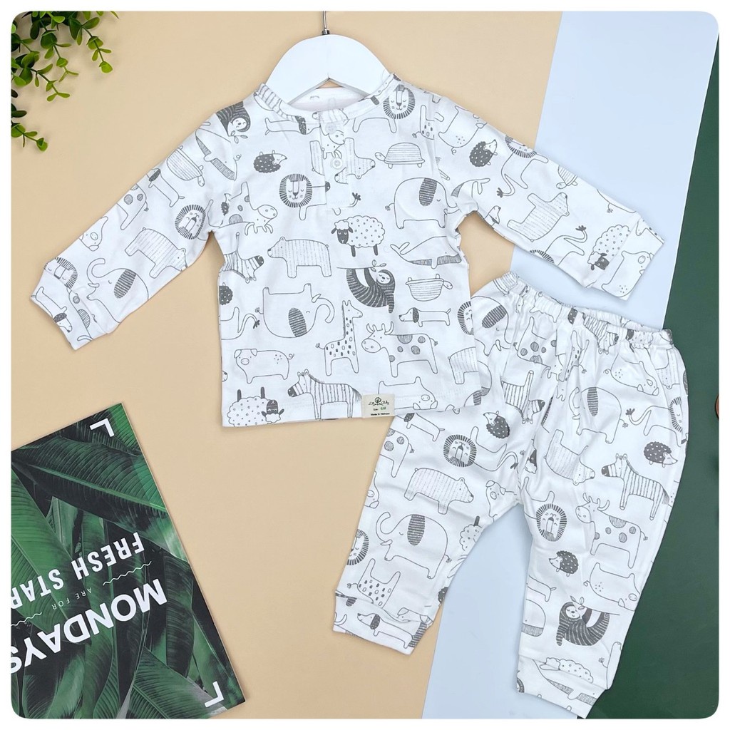 Bộ sơ sinh cotton  Bé trai  Litibaby, size 6M - 36M, dành cho bạn từ 5kg đến 14kg,