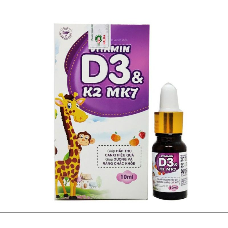 Aquatrim D3 Baby Ddrops Vitamin D3 K2 MK7 nhỏ gọt chai 10ml dành cho trẻ từ 6 tháng tuổi bổ sung Canxi D3K2 MK7