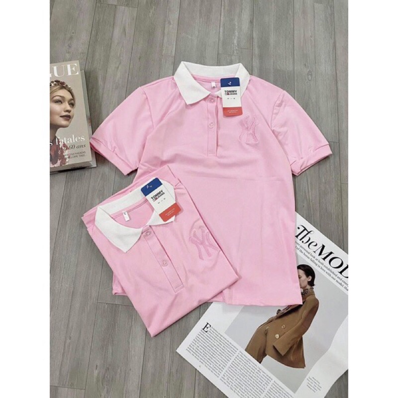 ÁO POLO NY HỒNG PHỐI CỔ TRẮNG