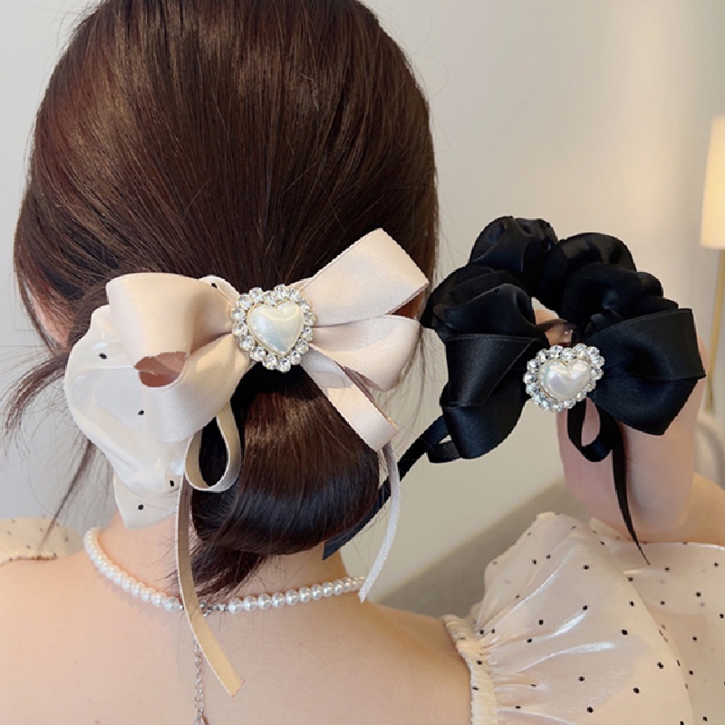 Dây Buộc Tóc Ruy Băng Lưới Đính Hạt Ngọc Trai Hình Trái Tim Cỡ Lớn 2022 Thời Trang Cao Cấp Cho Nữ