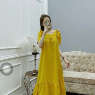 Váy bầu maxi đầm bầu công sở chất đũi