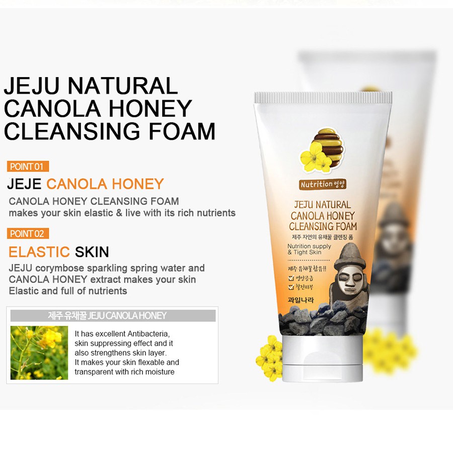 Sữa rửa mặt mật ong dưỡng ẩm da mịn màng và trắng hồng, phòng tránh và ngăn ngụn Welcos CANOLA HONEY cleansing foam 120g