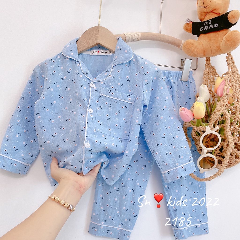 Pijama dài tay cho bé, set pijama đũi xốp cara nhiều hình cho bé trai, bé gái