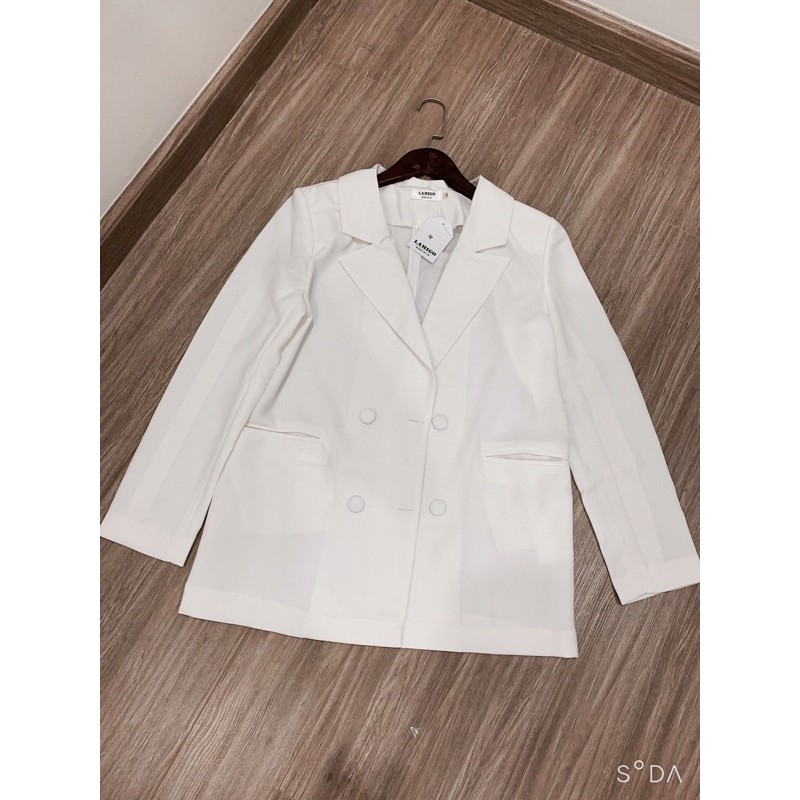 ÁO BLAZER - ÁO VEST DÁNG SUÔNG CÚC BỌC ĐEN TRẮNG