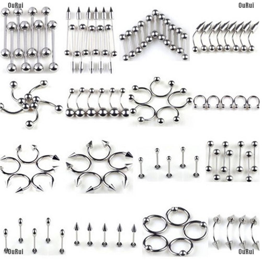 Bộ Khuyên Lưỡi Bằng Thép Không Gỉ Cá Tính Thời Trang