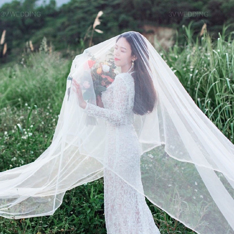 Mạng che mặt vải lưới màu trắng dùng làm đạo cụ chụp ảnh cô dâu