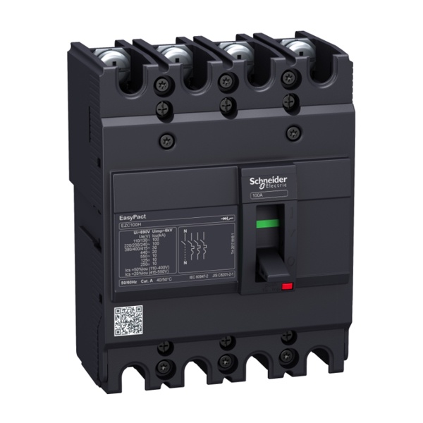 Cầu dao tự động dạng khối (MCCB) Schneider EZC100N4100 loại 4 pha 100A dòng cắt 15kA