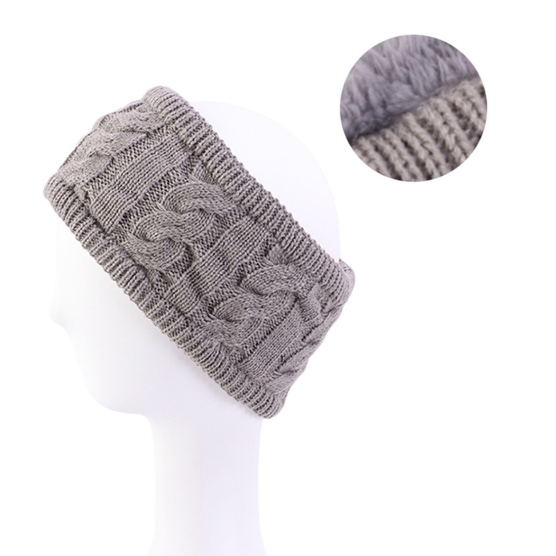 Băng Đô Len Đan Dày Hai Lớp Màu Sắc Trơn Giữ Ấm Tai Cho Nữ