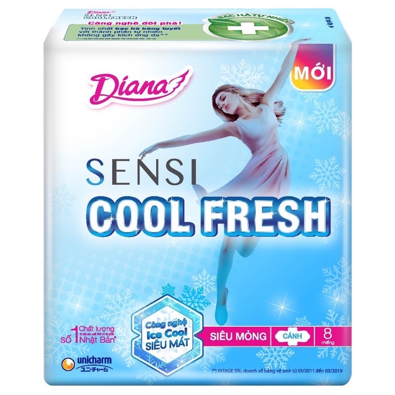 Băng Vệ Sinh Diana SenSi Cool Bạc Hà. Siêu Mát Lạnh.Hàng Sịn Công ty