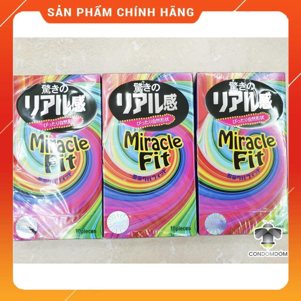 Combo 3 hộp Bao cao su Sagami Miracle Fit siêu mỏng ôm sát, không có túi khí /áo mưa