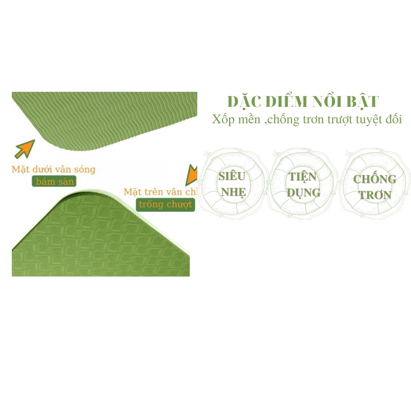 Thảm tập thể dục thảm tập yoga chống trượt Thảm tập GYM tại nhà tập thể dục Chất liệu tpe 2 lớp chống trơn tuyệt đối 6mm | BigBuy360 - bigbuy360.vn