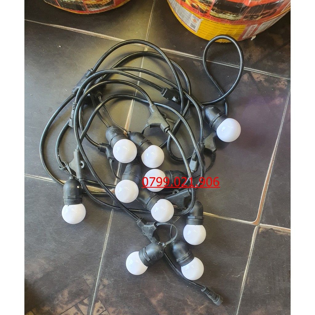 Bộ dây treo kín nước dài 10m 20 đuôi đèn e27