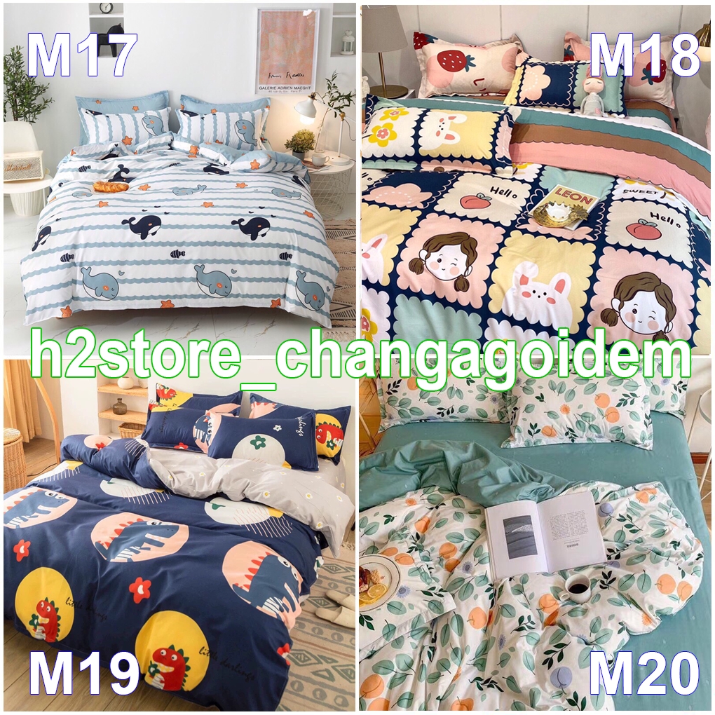 Bộ Vỏ Chăn Ga Gối Cotton Poly Nhập Khẩu Hàn Quốc (Chát Chọn Mẫu)