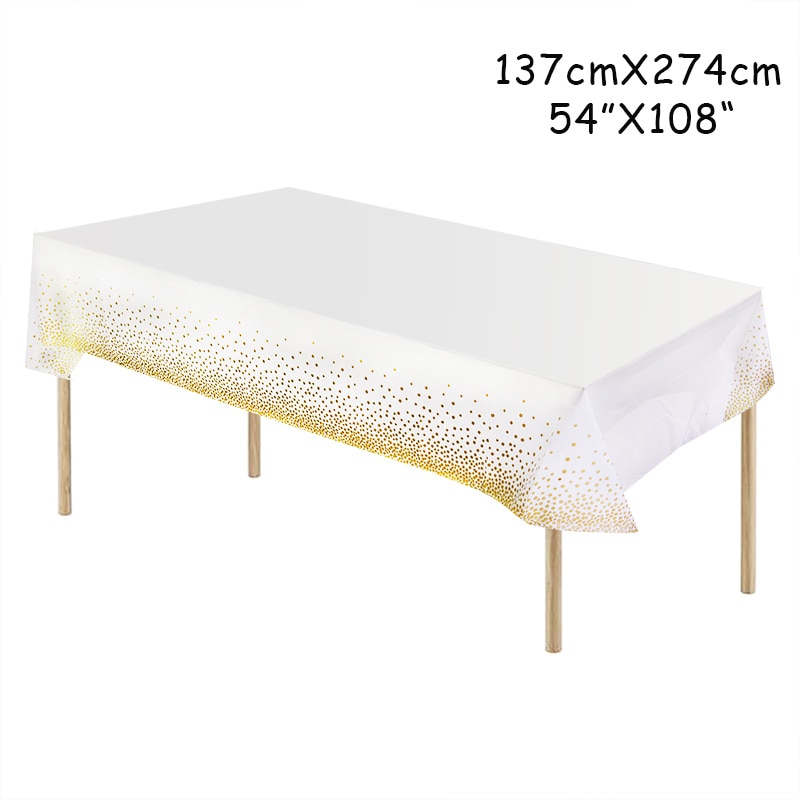 Khăn Trải Bàn Bằng Nhựa Mạ Vàng Hồng 137 * 274cm Dùng Một Lần