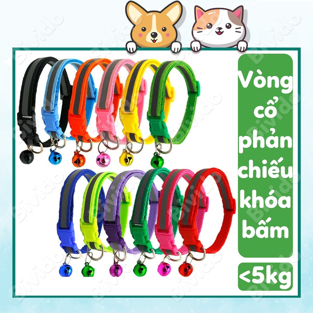 Vòng cổ chó mèo thú cưng 1cm dạ quang đủ màu &lt;5kg - Bivido