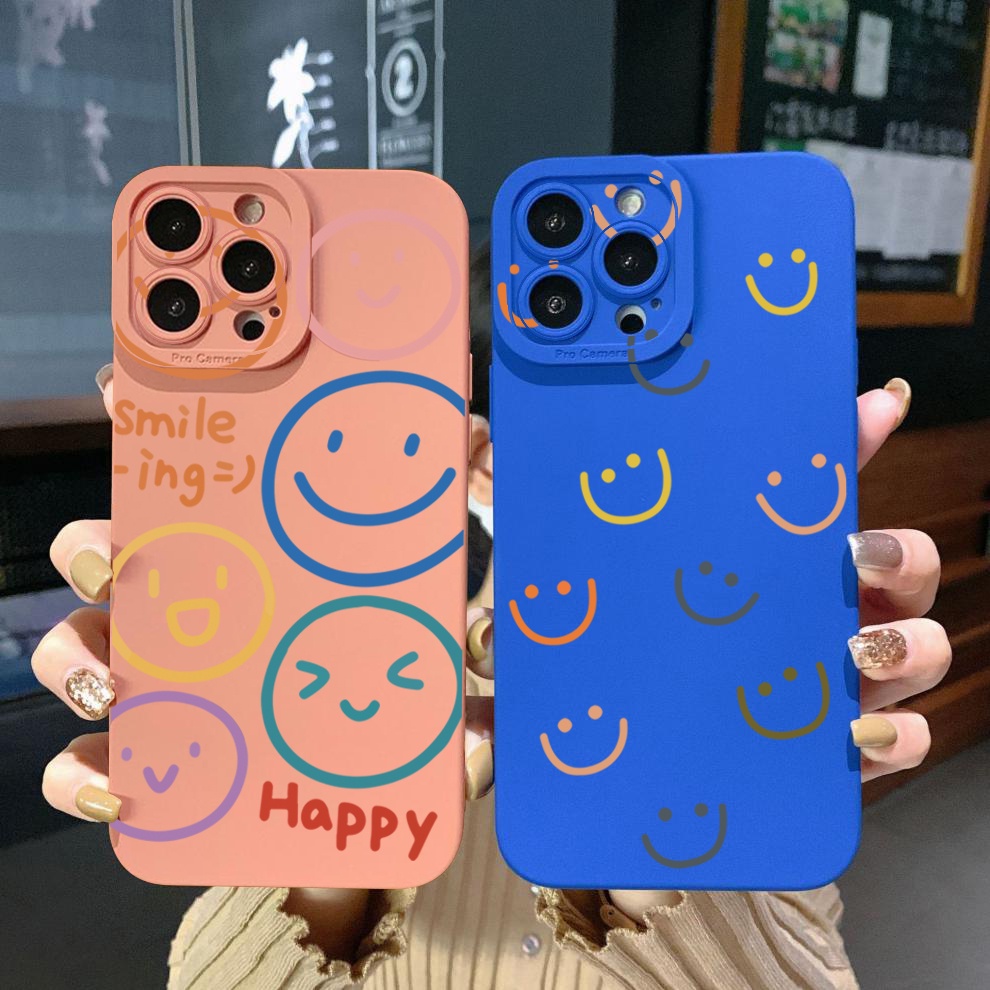 Ốp Điện Thoại Góc Vuông In Hình Mặt Cười Cho OPPO A16 A15 A16E A16k A95 Reno6 Z 5G A94 A54 A74 4G A53 A76 A96 4G A12 A5S A7