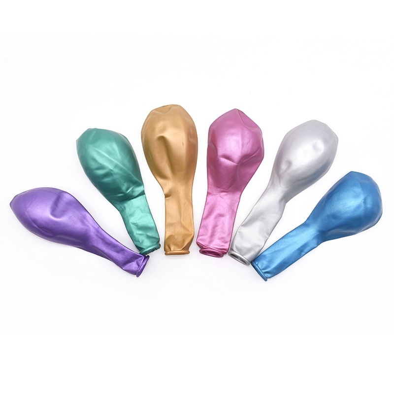 Set 10 Bong Bóng Cao Su Có Hoa Giấy Kim Loại 12 Inch Màu Sắc Tươi Sáng Dùng Trang Trí Tiệc