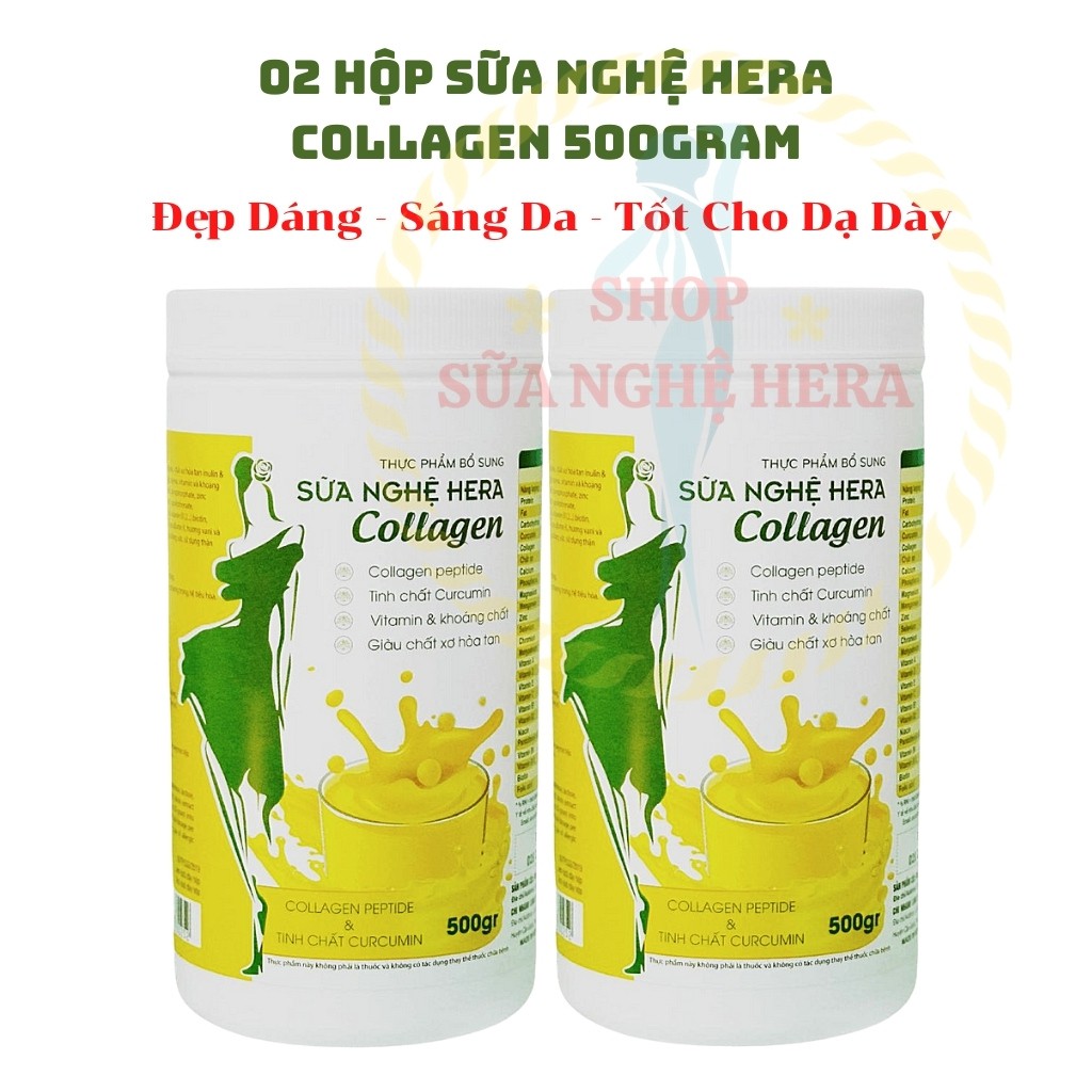 Sữa Nghệ HERA Collagen MS01 Đẹp Dáng -  Đẹp Da - Hỗ Trợ Đau Dạ Dày [CHÍNH HÃNG](02 HỘP 500GRAM)