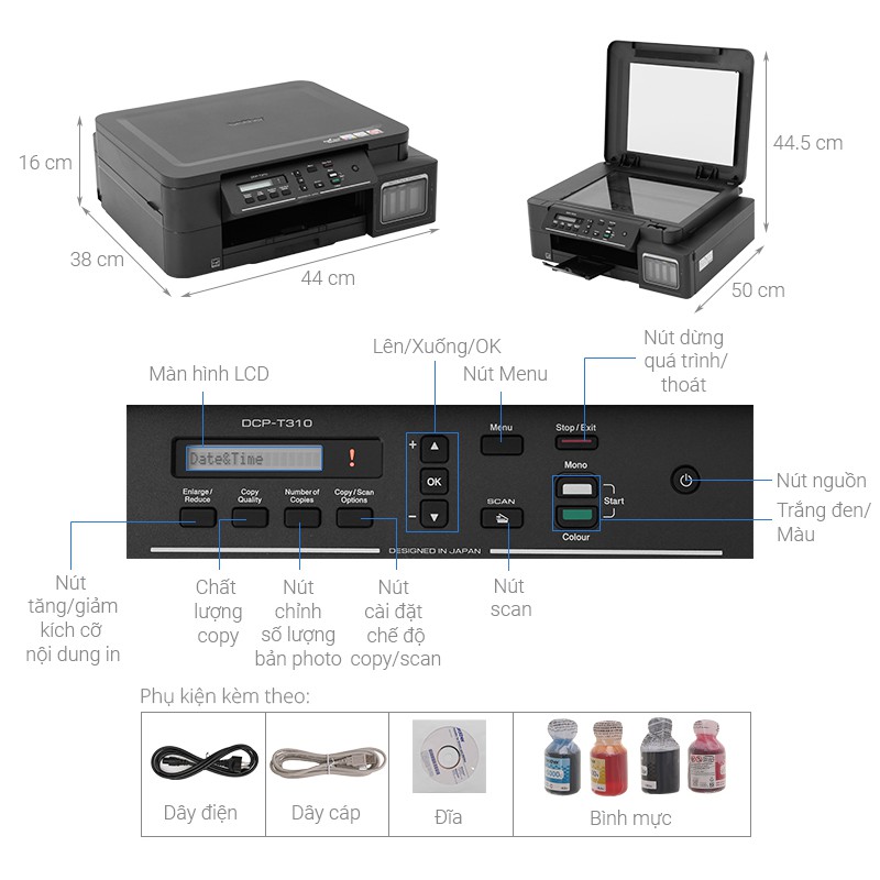 Máy in đa năng Brother DCP-T310, in scan photocopy , mực rẻ